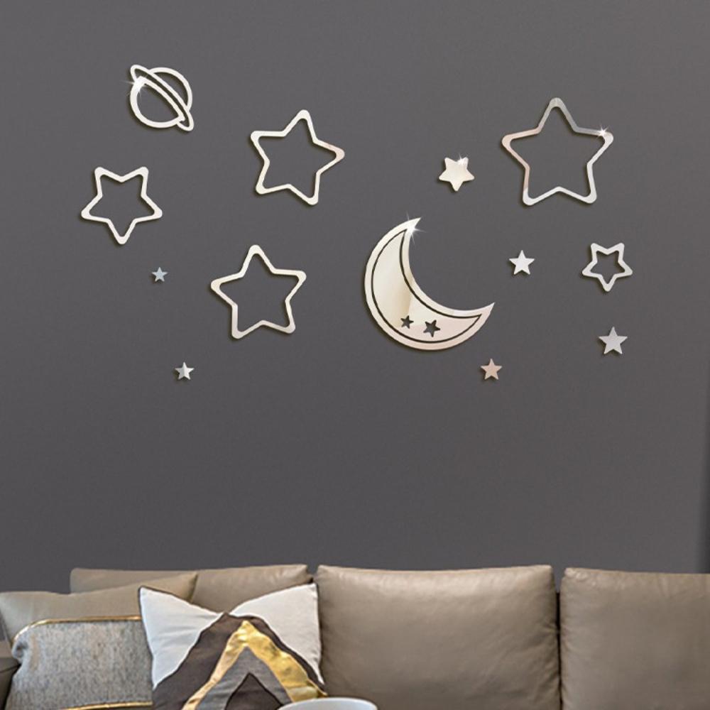 Acrylic Star, Moon And Planet Combination Wall Stickers For Living Rooms, Bedrooms And Children's Rooms, Self-adhesive Creative