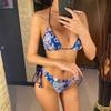 Halter Floral Dots Printed Brazilian Bikini Women Swimwear Female Swimsuit Two-pieces Bikini set Bather Bathing Suit Swim