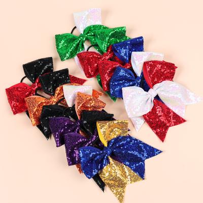 7 Inch Dance Sequins Bling Large Cheerleading Christmas Day Sweet Sequins Bow Knot Headband Child Hair Tie Hair Accessories