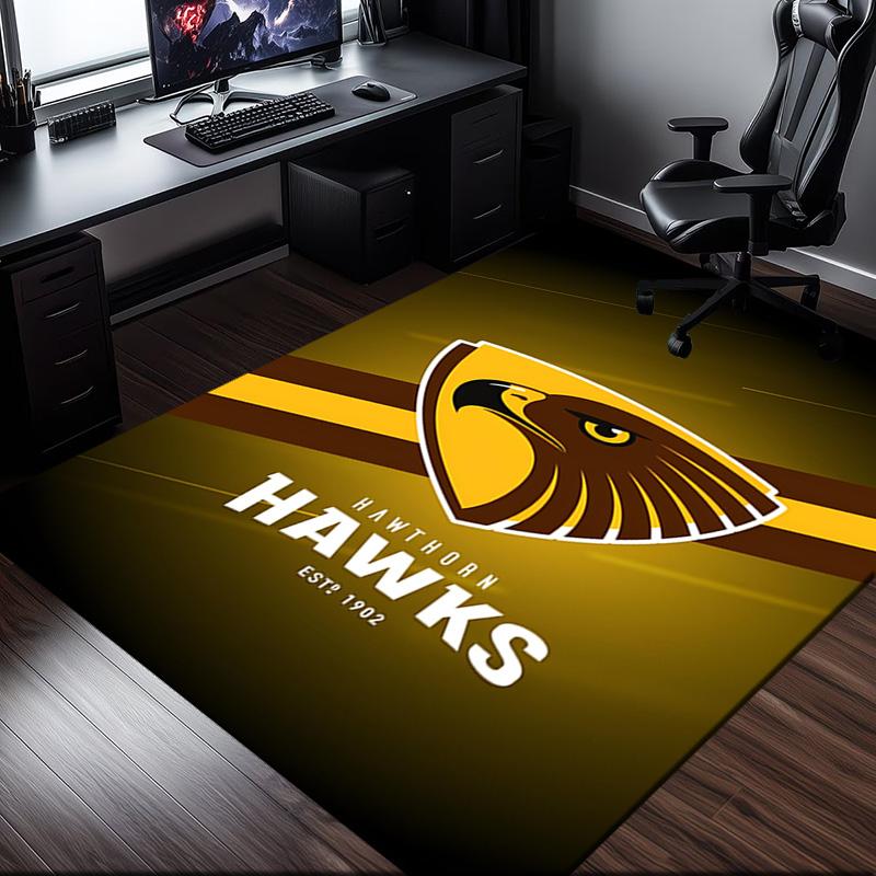 Hawks Team Spirit Rug Office Carpet Non-Slip Mat, Chair Rug Floor Covering for Gaming, Bedroom, Living Room , Home Decor Christmas Gift