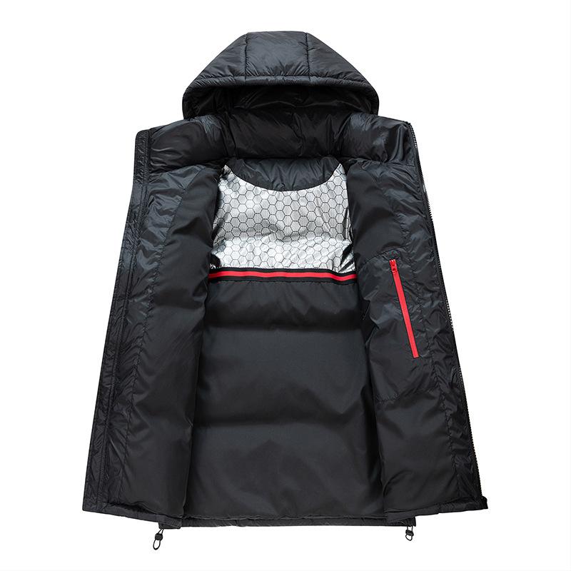 Зимняя новая мужская корейская версия утолщенная теплая куртка с капюшоном контрастного — фото 5