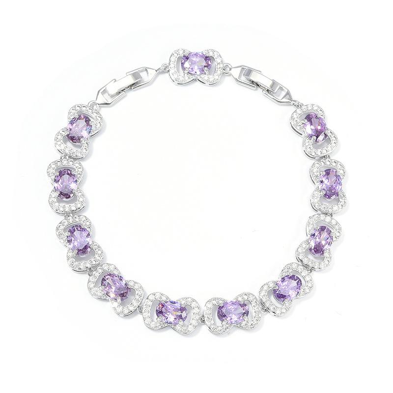 Wholesale of New Exquisite Oval Bow Candy Zircon Bracelets for Ladies with Niche Designs