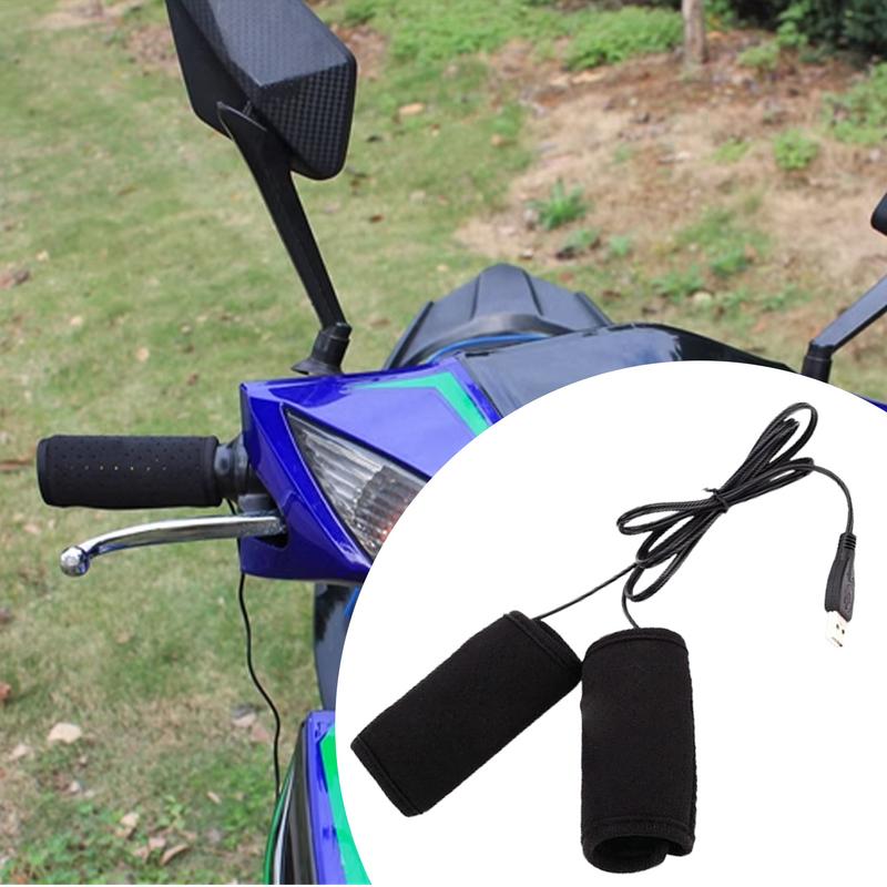 1 Pair Motorcycle Heated Grips USB Electric Bicycle Motorbike Handle Handlebar Warmer Black Grip Warmer Sleeves Moto Accessories