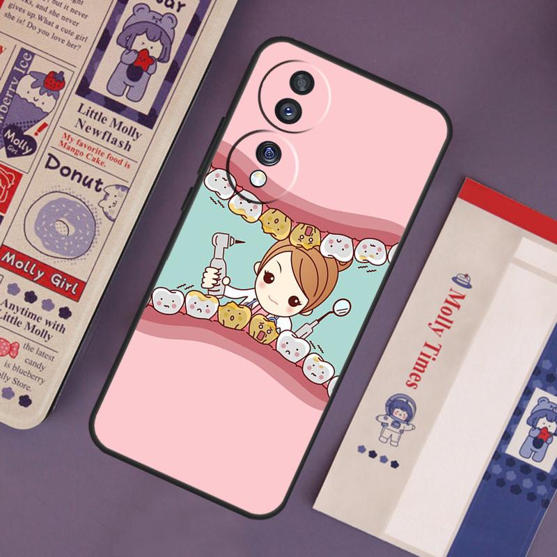 Cartoon Dentist Dental Teeth Case For Honor Magic 7 Lite 5 6 Pro Honor 200 Pro 50 70 90 X9b X9a X8b X8a X8 X9 X9c Cover
