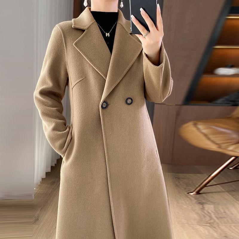 Wool Double-sided Woolen Middle-aged Mother Coat Women's Autumn and Winter Long Over-knee Slim-fitting and Thin Autumn and Winter Coat