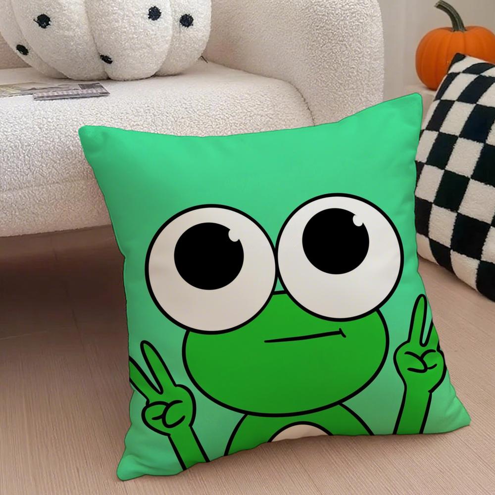 cute frog Cushion Cover Throw Pillow Cover Hidden Button Durable Polyester Chair Cushion