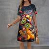 Fashion 3D Print Summer Dress Loose Casual Short Sleeve O-Neck Mini Dress