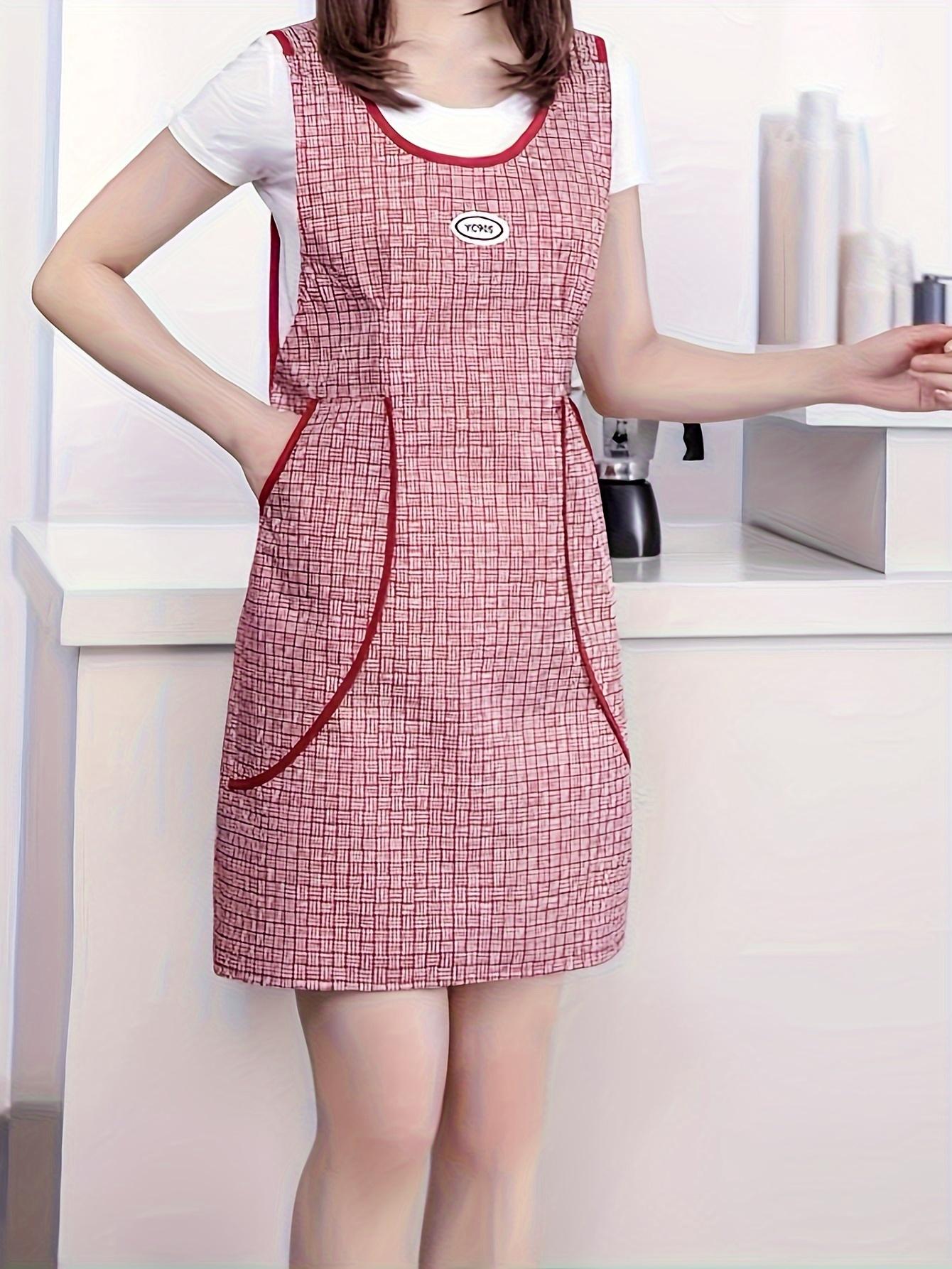 

[Стильный фартук] Модный стильный кухонный фартук с завязками сзади и карманами | Подходит для дома, кухни, ресторана, кофейни, все сезоны 1pc красный