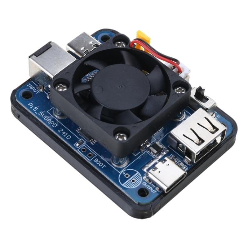 5V5A PD Leistungsmodul für RPi 5, PD Eingang, Weitbereichseingang, Mehrere Schnittstellen mit Lüfter