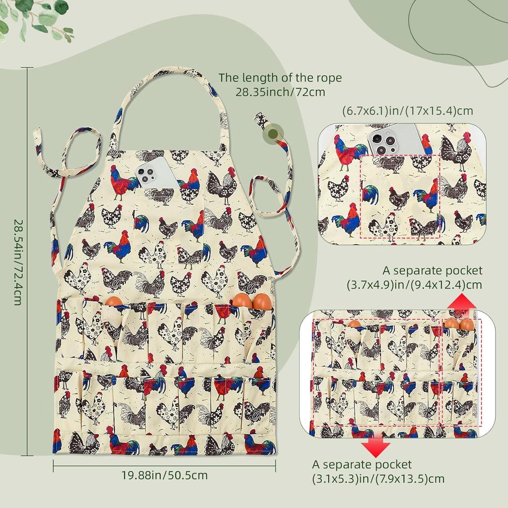2 Packs Egg Apron, Egg Collecting Apron for Chicken Duck Goose Eggs, Chicken Egg Apron for Housewife Farmhouse Kitchen Restaurant Parent-Child
