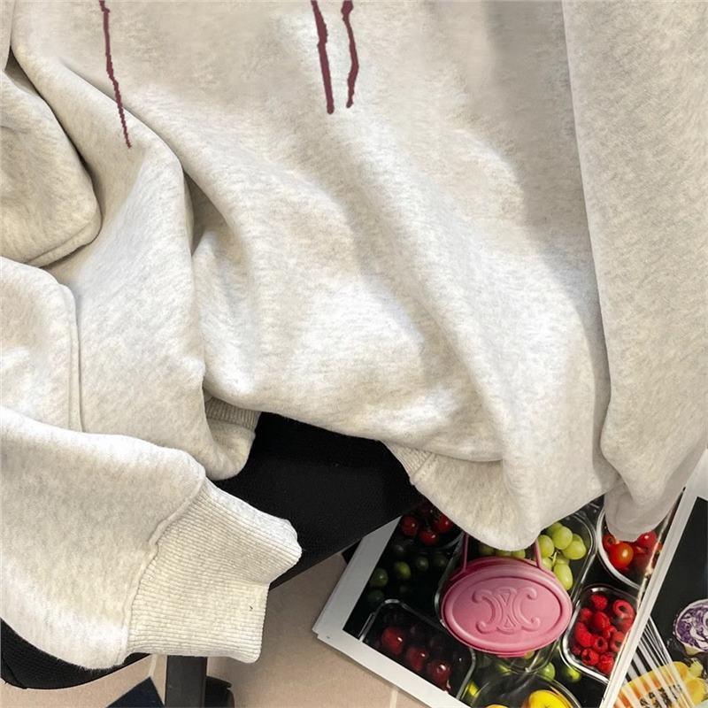 Womens Oversized Fleece-Lined Cotton Sweatshirt Loose Fit Casual Hoodless Top Winter