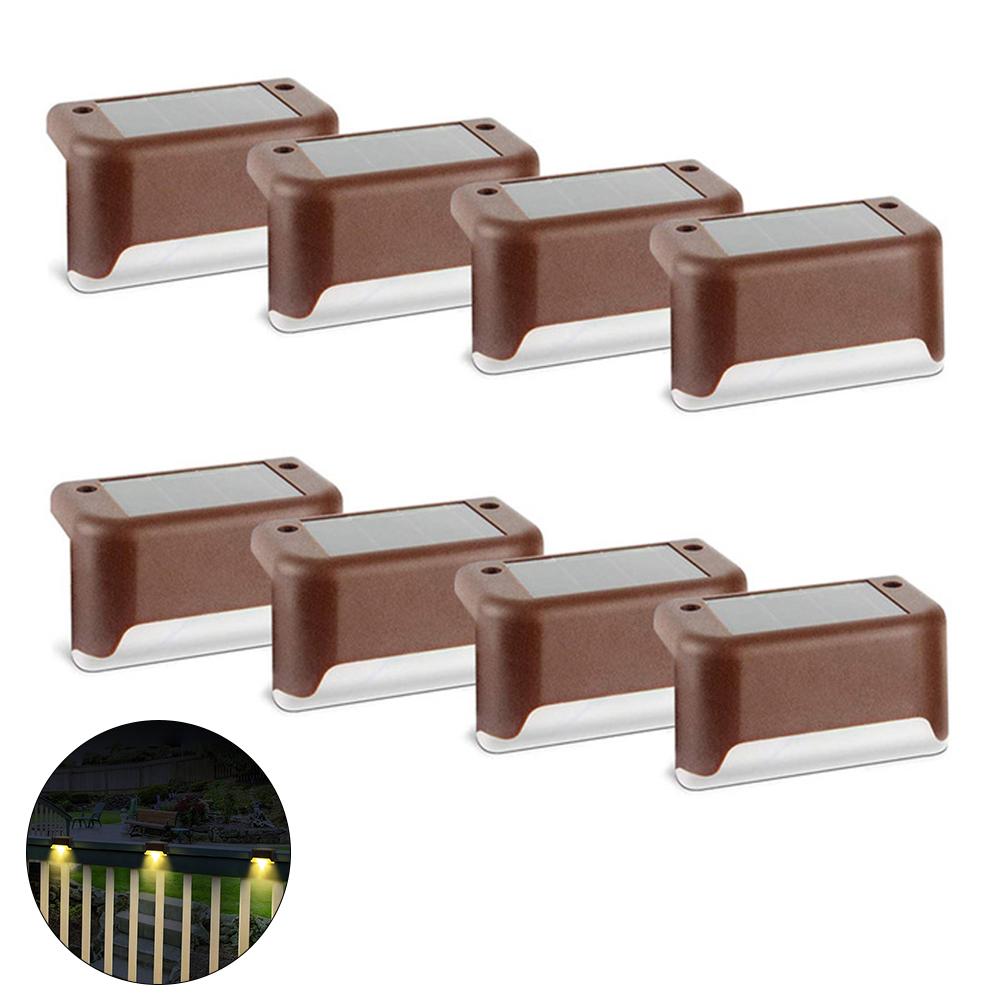 LED Solar Lamps Warm White Super Bright Solar Step Lights IP65 Waterproof Outdoor LED Solar Fence Wall Lamp for Patio Garden