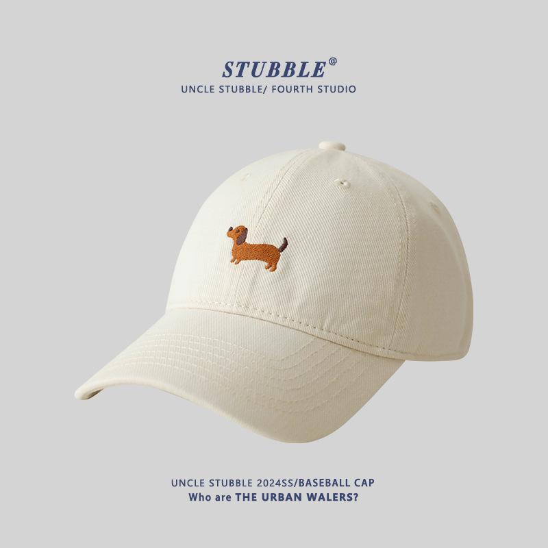 

Original design dachshund embroidered baseball cap for men and women, Korean style versatile wide-brimmed cap that makes the face look smaller Average Size（55-61cm）