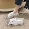 Fashion Low Loafers Whit With Crystals Rhinestone Ladies Shoes Lace Up Diamond Women Footwear High On Platform Urban High Quality Price