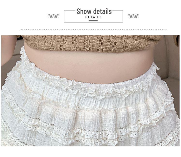 Women's High Waist Lace Ruffle A-Line Skirt - Sweet, Slimming, Anti-Exposure Spring/Summer Style