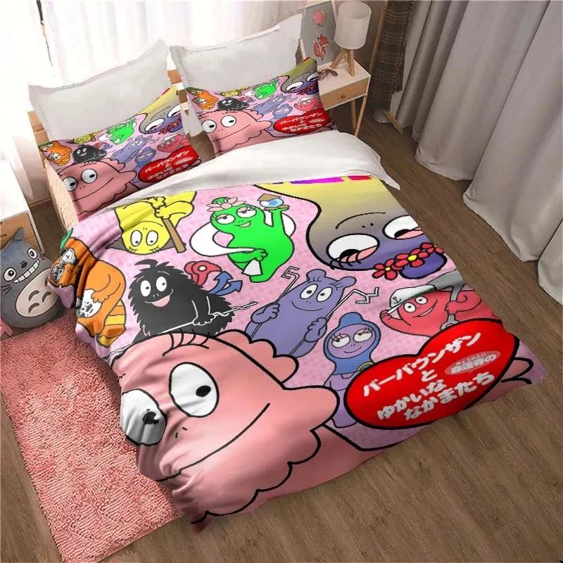 Les Barbapapa Family Cartoon 3 Piece Bedding Set Twin Duvet Cover Set All Season Quilt Cover  Bedding Set Twin Single Boys