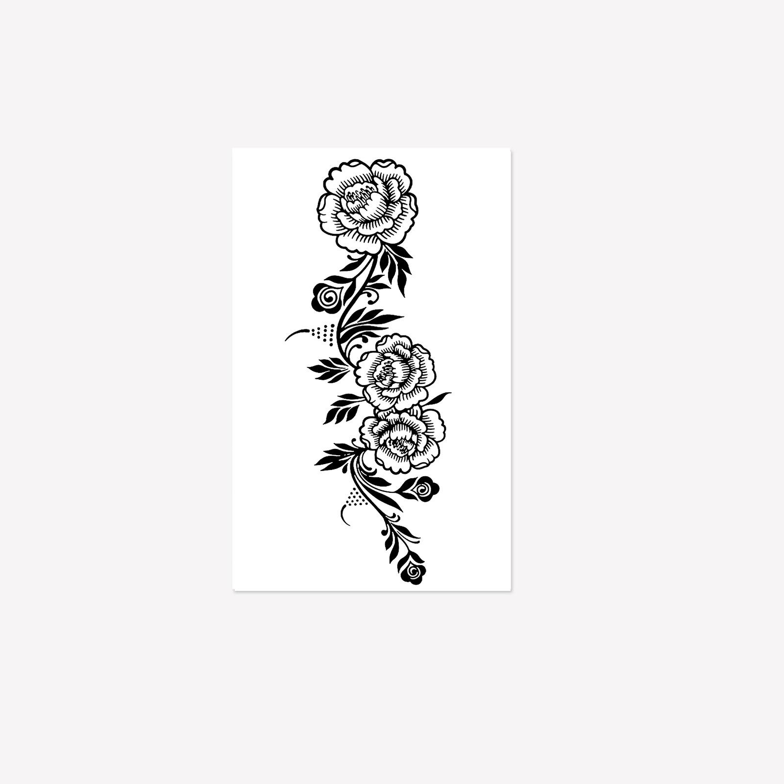 

Hand-Painted Cream, Waterproof And Long-Lasting, Simulated Tattoo Sticker, Flower Vine Model, Semi-Permanent Tattoo Sticker For Men And Women 12*19CM