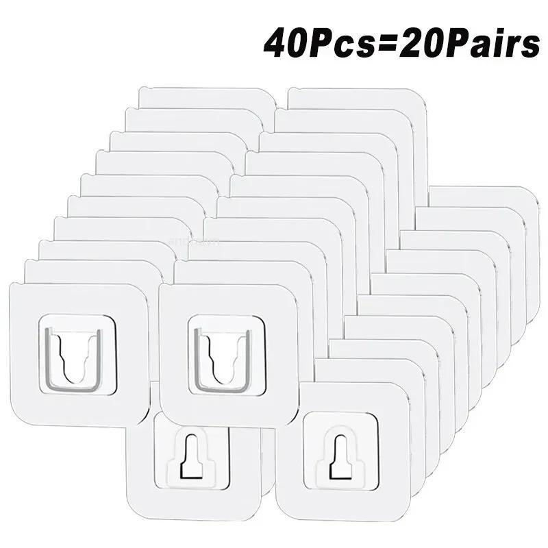 Double Sided Adhesive Wall Hooks Hanger Strong Invisible Traceless Snap Hook  Kitchen Bathroom Storage Hooks Plug Socket Holders