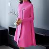Oose High Neck Dress Fashion New Office Lady Autumn Elegant Solid Long Sleeved Large Hem A-line Mid Length Dresses for Women
