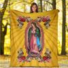 Our Lady of Guadalupe Pattern Flannel Throw Blanket Religion Mary Soft Cover Lightweight Warm for Bedroom Sofa Decor Kids Adults