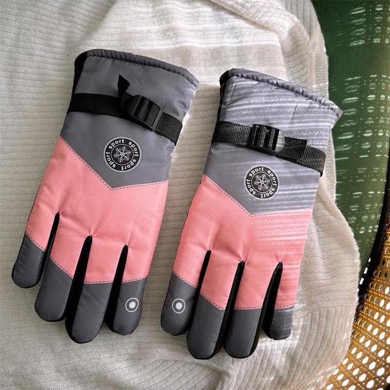 Outdoor Riding Gloves Men'S Velvet Warm Sports Gloves Palm Non-Slip Anti-Splashing Ski Gloves