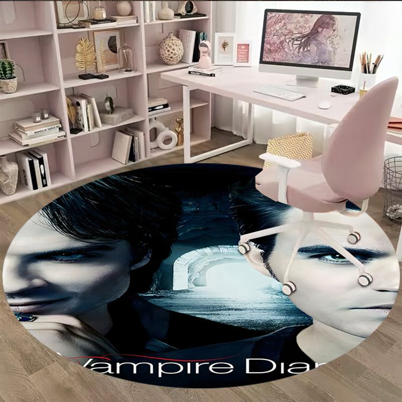 1pc The Vampire Diaries4 Print Round Carpet Chair Round Carpet Suitable for Bedroom Living Room Home Decorative Carpet