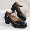 Fashion Chunky Heel Pumps Round Women Toe Ankle Strap Mary Shoes for Women Elegant High Heels Office Shoes Plus Size Chaussure Femme