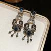 Silver Needle Feather Fringed Earrings Long Light Luxury Atmospheric Stud Earrings Personalized Design Earrings