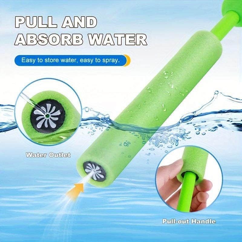 Colorful Pull-Out Straight Foam Guns with Ergonomic Handles, Soft Foam for Safe Summer Beach Pool Outdoor Water Play,Party Games
