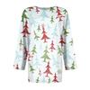 Damenmode Lässiges T-Shirt mit sieben Ärmeln und Weihnachtsdruck, Rundhalsausschnitt