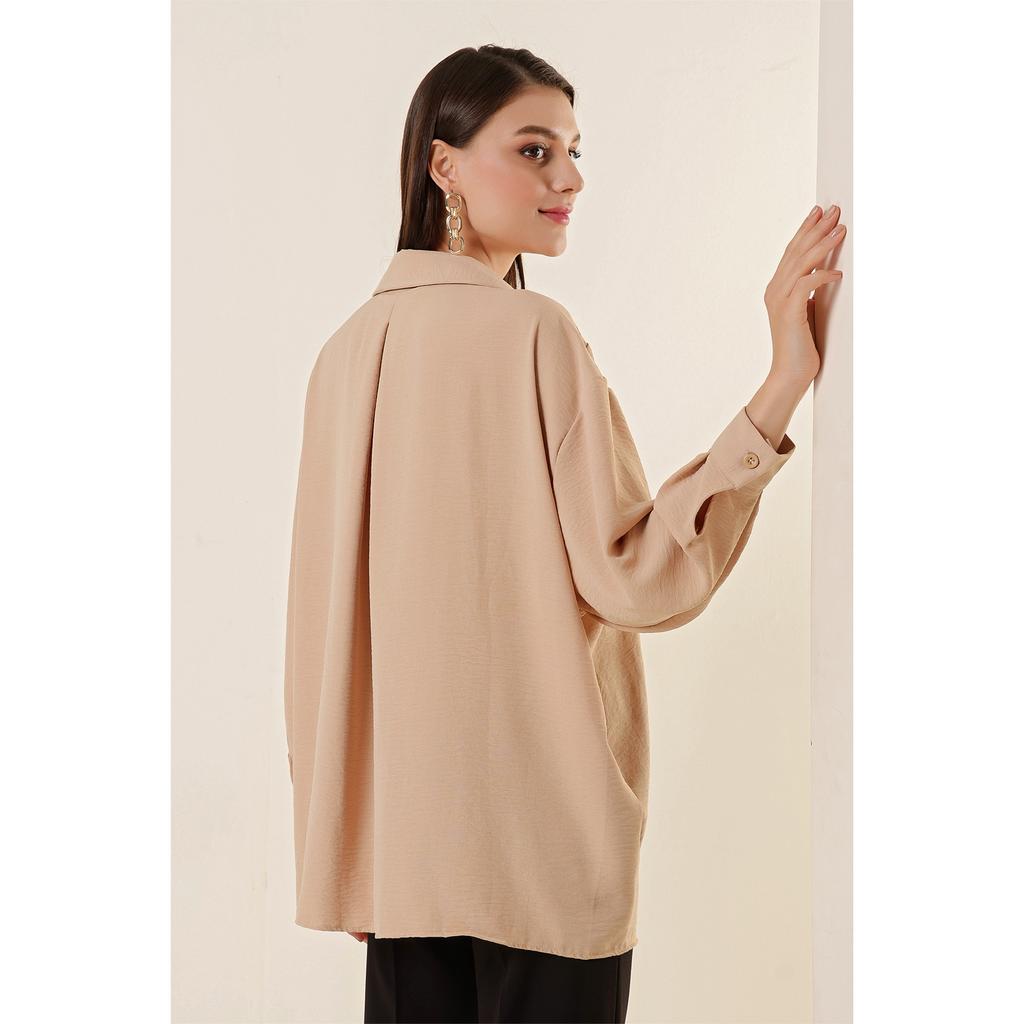 Cămașă Ayrobin supradimensionată cu un singur buzunar