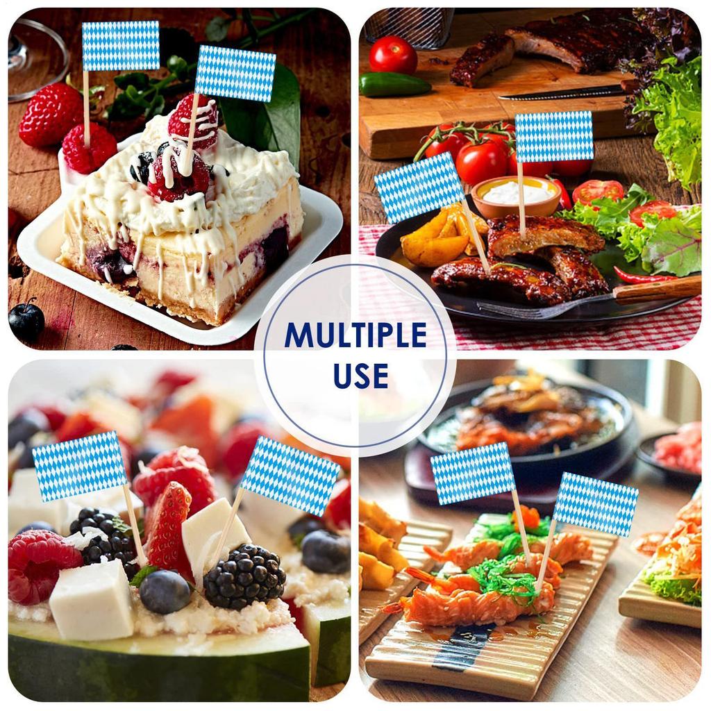 100pcs German Beer Festival Bavaria Toothpick Flag Toothpicks Party Sticks Cupcake/pie/fruit/ice Cream Topper Decoration