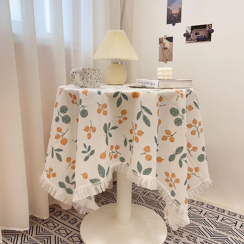 Hot Girl Heart Lace Side Tablecloth Floral Cartoon Round Table Mat Multi Functional 140*140CM Decorative Fabric Home Decoration