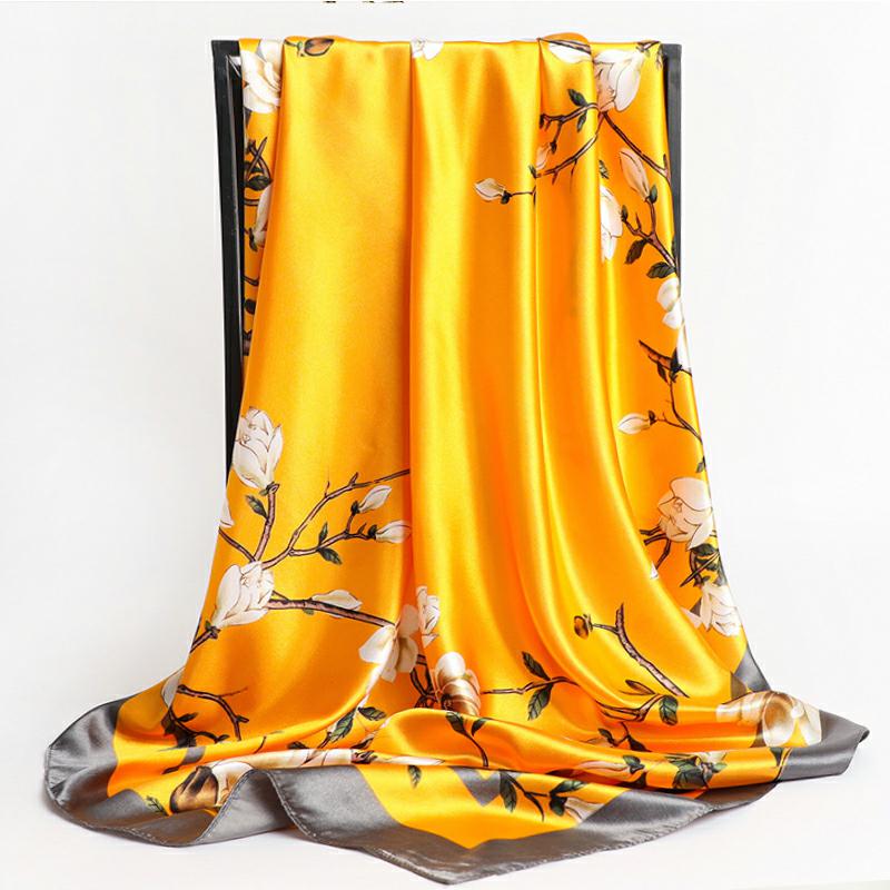 Europe And America Square Shawls Four Seasons Popular Silk Scarves Luxury Style Sunscreen Kerchief New Fashion 90X90CM Headcloth