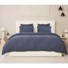 Housse de couette + taies gaze de coton lave 240 x 260 cm Douceur bleu petrole