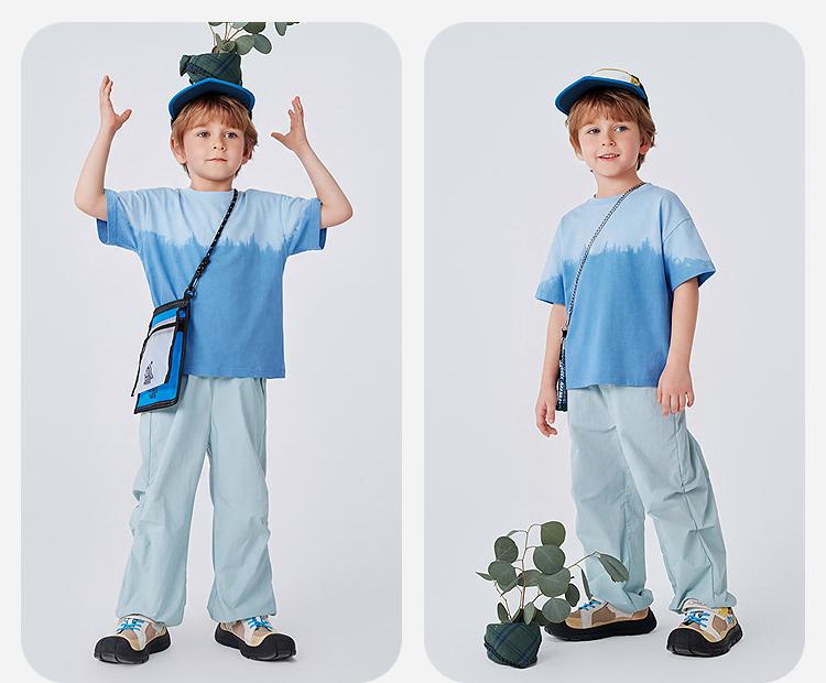 [Pure Cotton] Mini Balabala Boys' and Girls' Short Sleeve T-shirt Gradient Top 2026 Summer New Style