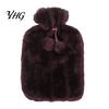 Period Pain Relief Hot Water Bag 2L Bottle with Plush Cover, Pompom Drawstring Bag, Winter Warm for Hands, Feet, Stomach Portable