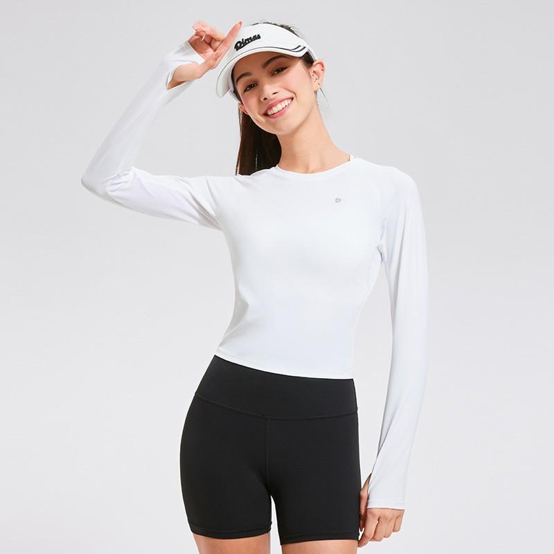 Womens Slim Fit Stretch Workout Top Running Yoga Fitness Gym Training Pure Color Active Wear