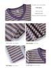 Women's Striped V-neck Long-sleeve Stretchy Casual T-shirt