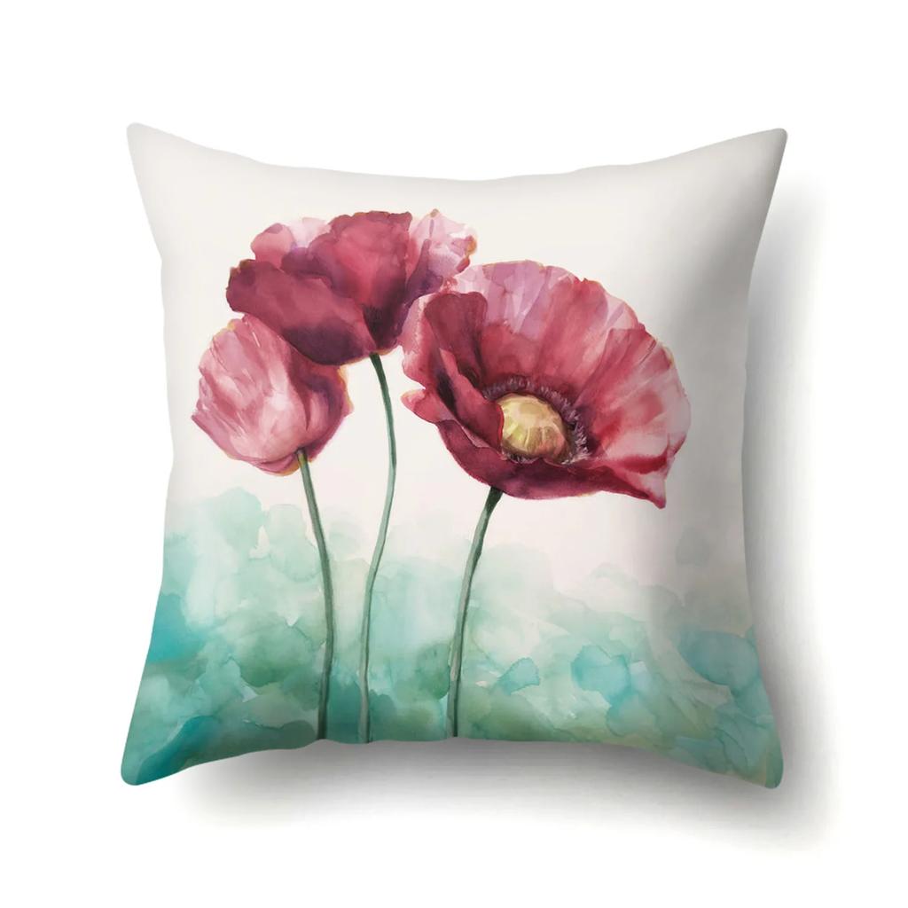 Home Decoration Living Room Sofa Pillowcase Garden  Oil Painting  Cushion Cover Polyester Pillow 45x45cm