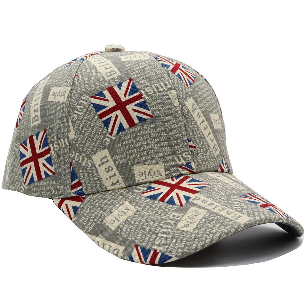 Round Comfortable Top Baseball Cap With Uk Flag Design For Summer