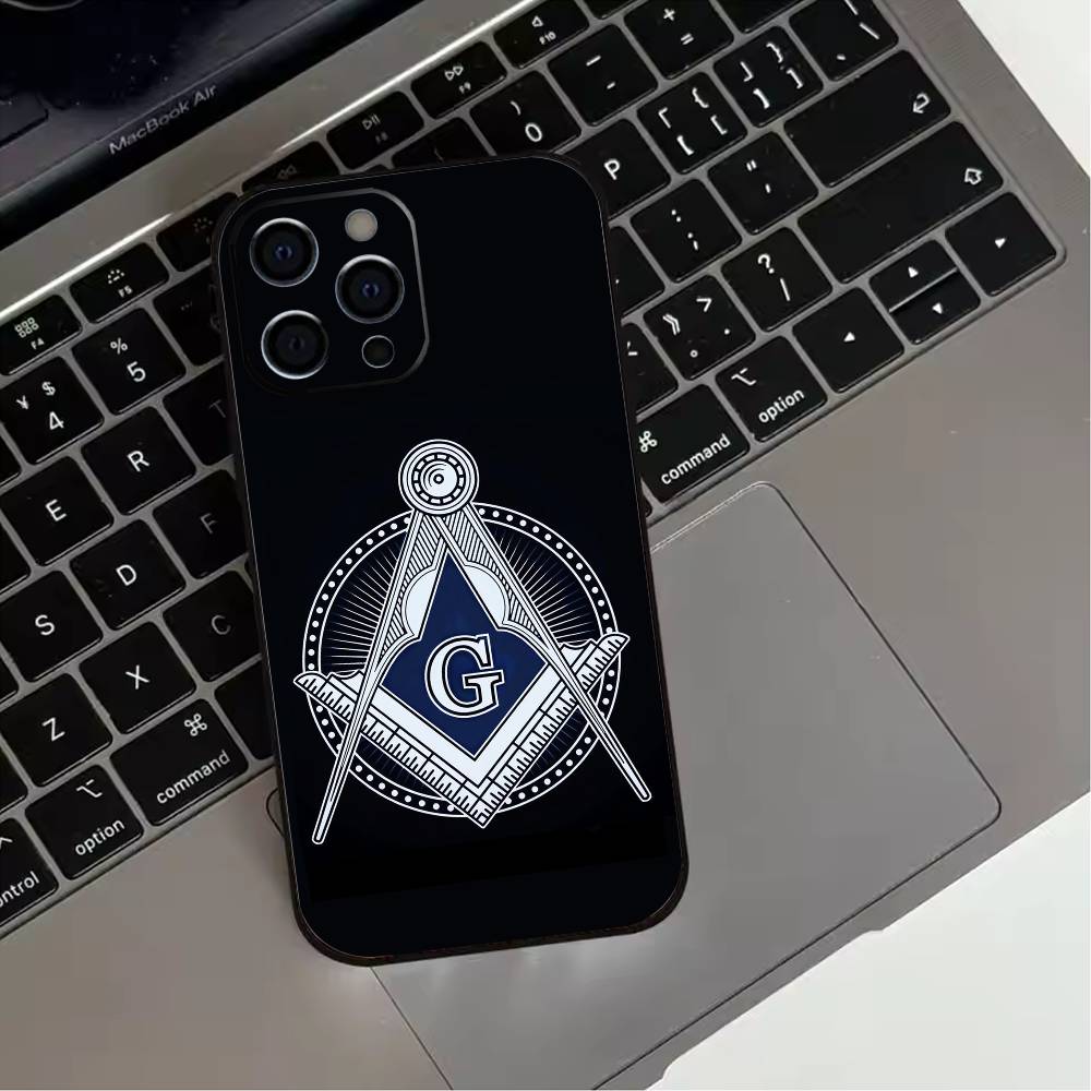 Freemasonry Symbol  Phone Case For iPhone 17,16,15,14,13,12,11 Plus,Pro Max,XS,Soft Silicone Black Cover