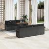 VidaXL 9-Piece Garden Sofa Set with Black Cushions In Poly Rattan Acacia 3349309