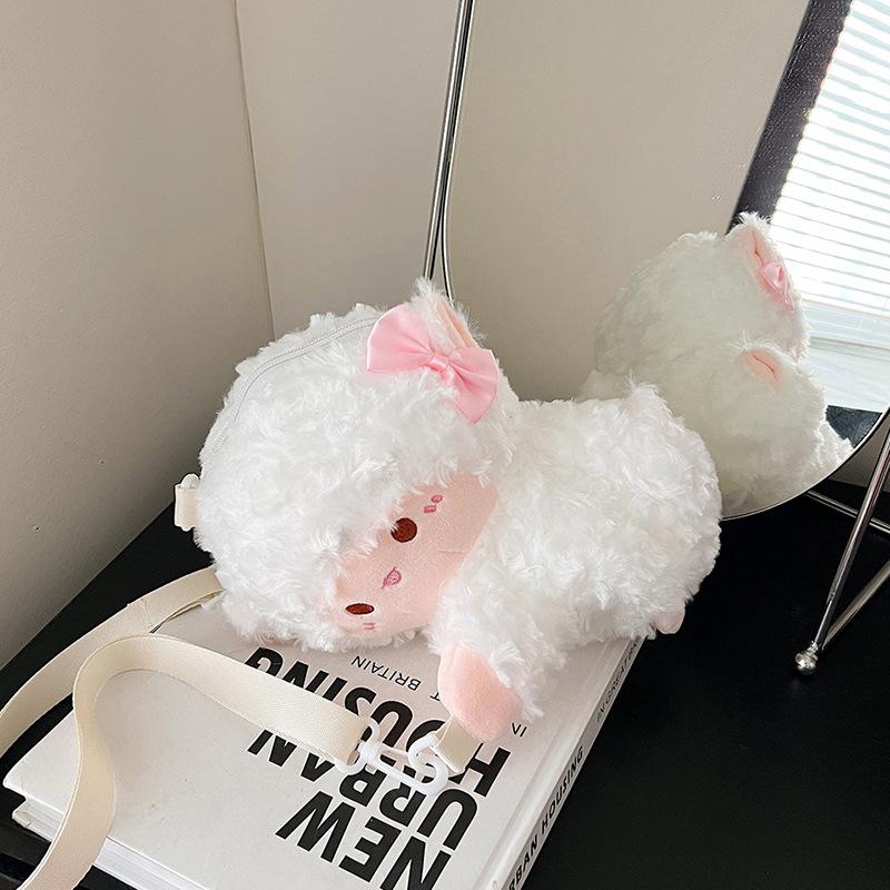 

Маленький пингвин Овечка Папа Ягненок Сумка Универсальная плюшевая сумка Кампус Сумка на плечо Кукла Милый рюкзак через плечо белый