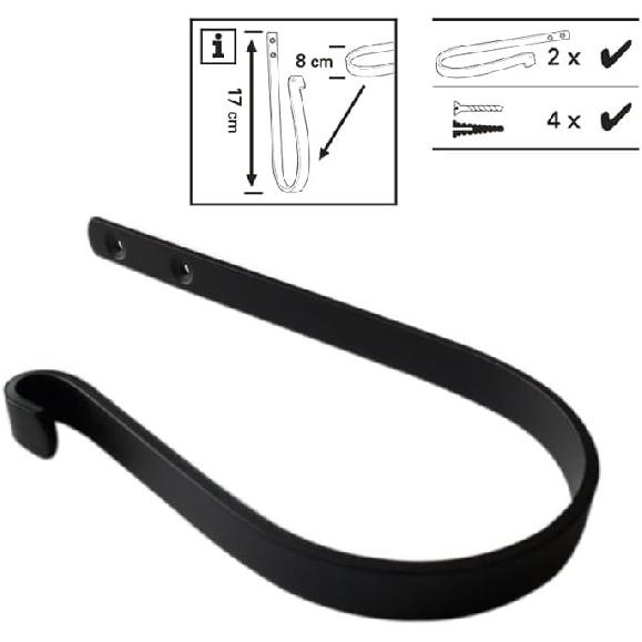 Curtain Holdbacks (Set of 2), Wall Mounted Drapery Tiebacks with Screws, Metal Decorative Window Drapery Holder Curtain Hook, Black