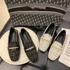 Women's Spring and Summer Square-headed Flat Shoes Korean Version Versatile Beaded Decorative Shallow Flat Heel Cloth Shoes