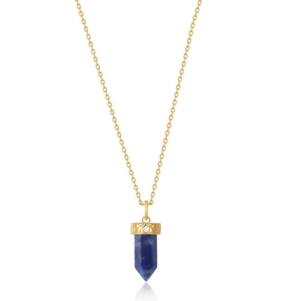 [EXO Chanyeol Wearing] Blue Lapis Lazuli Point 925 Silver Necklace N039-03G-L
