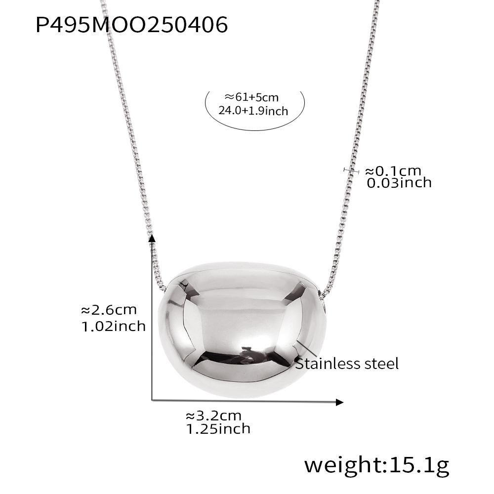 Qiong Yao Minimalist Gold Oval Bean Pendant Necklace Colorfast Fashion Clavicle Chain