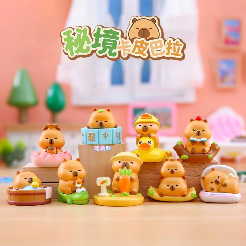 New Secret Realm Capybara Blind Box Cute Dolphin Trendy Toy Figure Desktop Decoration Mysterious Surprise Birthday Gift Random Mystery Collectible