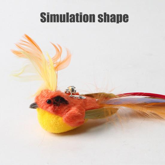 Cat Teaser Wand Replacement Plush Bird with Feathers And Bell Interactive Cat Toy Jingling Cat Teaser